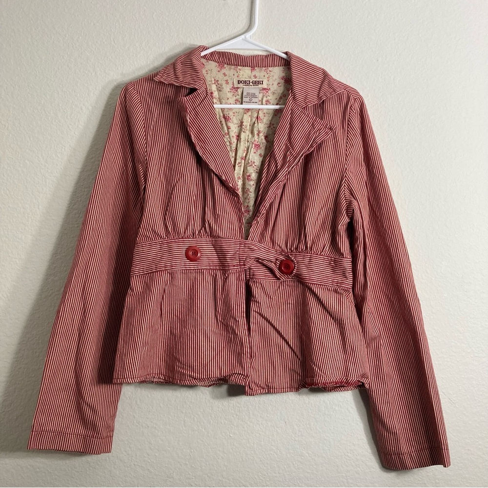 Vintage Doki-Geki Blazer - Red/Cream - Large